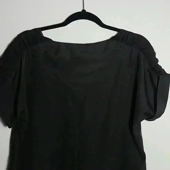 BCBGeneration Shoulder Ruffle Cuffed Sleeve Black Blouse Size Small - Picture 11 of 12